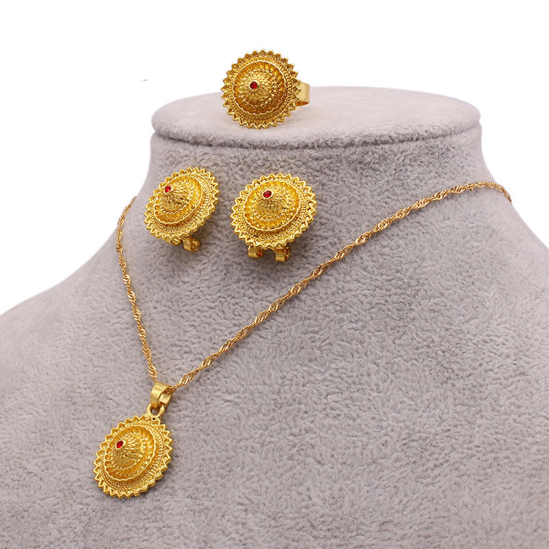 Set Ladies Wedding Classic Necklace Earrings Ring Three Pieces Set Manufacturer