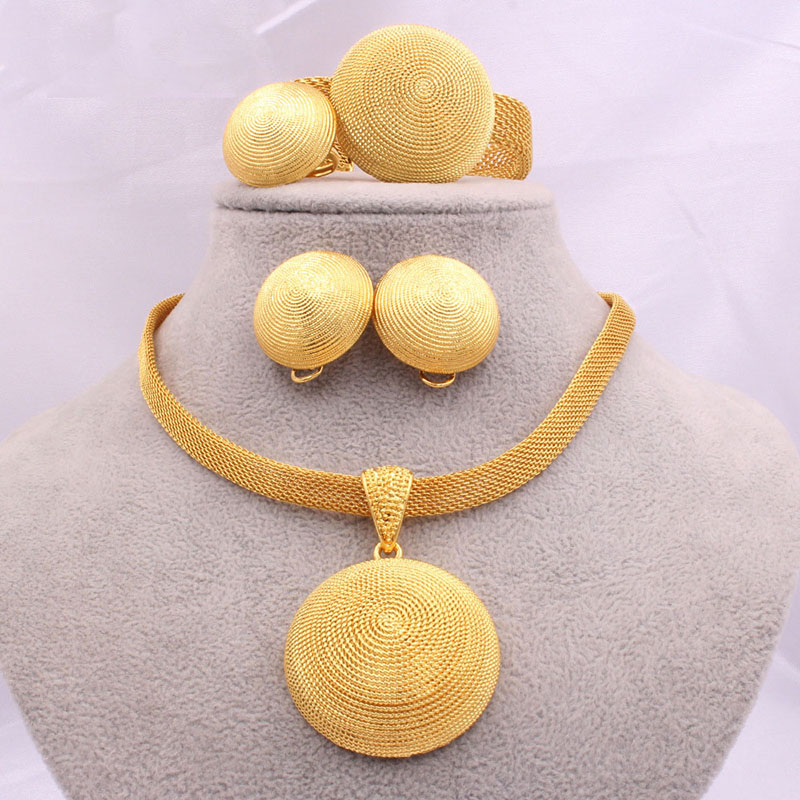 Set Of Four Gold Coloured Necklace Earrings Ring Bracelet Manufacturer