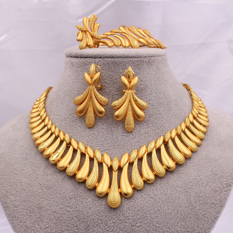 24k Coloured Set Necklace Earrings Ring Bracelet Bride Manufacturer
