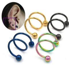 Stainless Steel Colored Ear Clips Spiral Ear Bone Nails Cartilage Nails Supplier