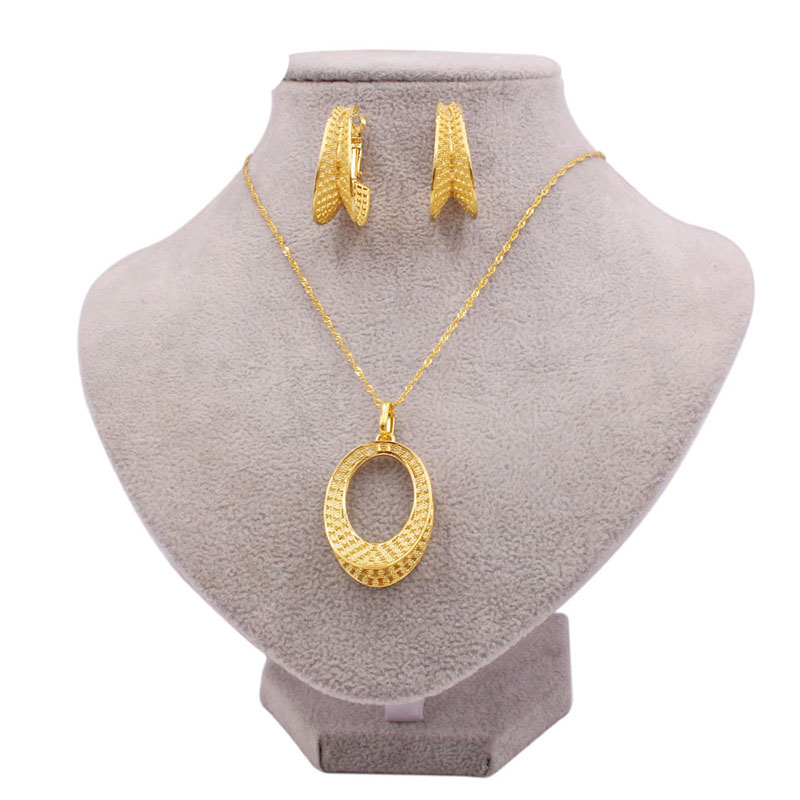 24k Gold Necklace Pendant Earring Set Supplier