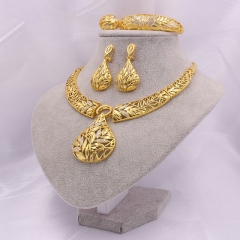 24k Gold Plated Bridal Necklace Earrings Ring Bracelet Set Of Four Manufacturer
