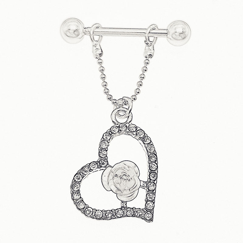 Heart-shaped With Diamonds Rose Breast Ring Body Piercing Jewelry Supplier