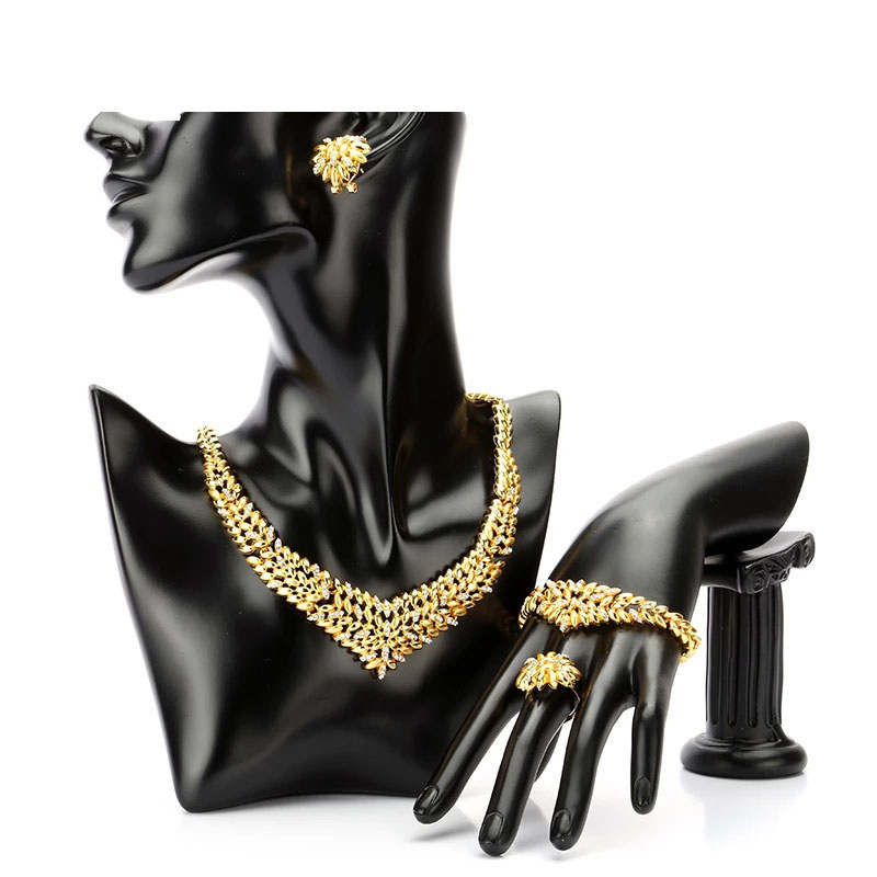 24k Gold Necklace Ring Earrings Bracelet Set Of Four Manufacturer