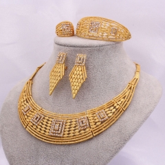 24k Gold Plated Necklace Earrings Ring Bracelet Set Of Four Supplier