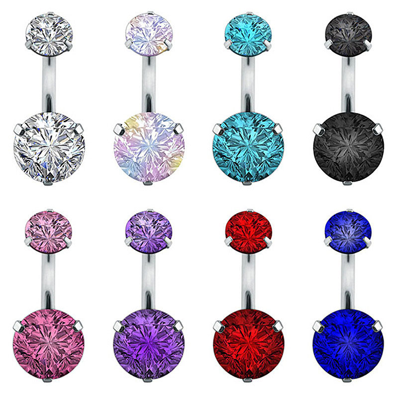 Zircon Inner Teeth Navel Rings Stainless Steel Piercing Jewelry Supplier