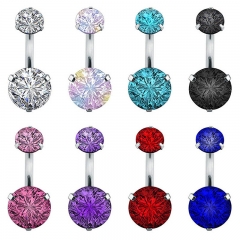 Zircon Inner Teeth Navel Rings Stainless Steel Piercing Jewelry Supplier