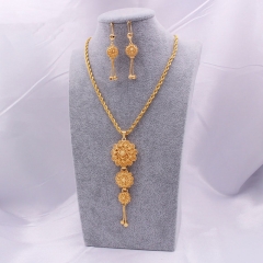 Gold Wedding Necklace Earrings Ring Three Piece Set Manufacturer