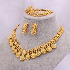 24k Gold Plated Bridal Necklace Earrings Ring Bracelet Set Of Four Supplier