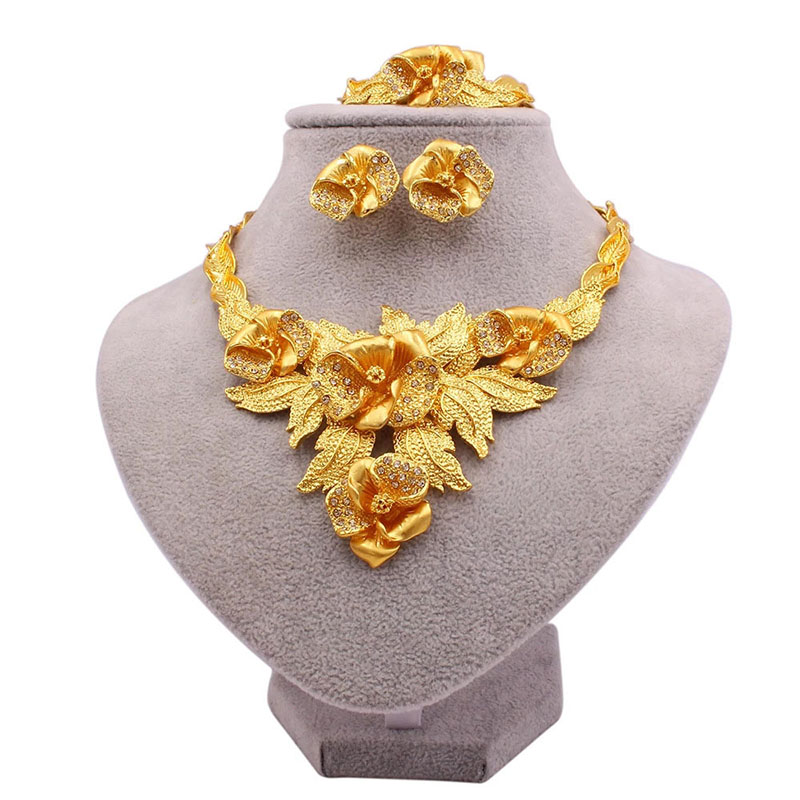 Gold Set Necklace Bracelet Earrings Ring Bridal Wedding Manufacturer