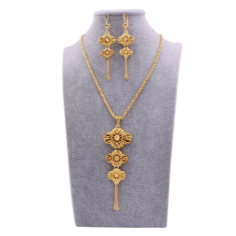 24k Gold Plated Bridal Necklace Earrings Ring Supplier