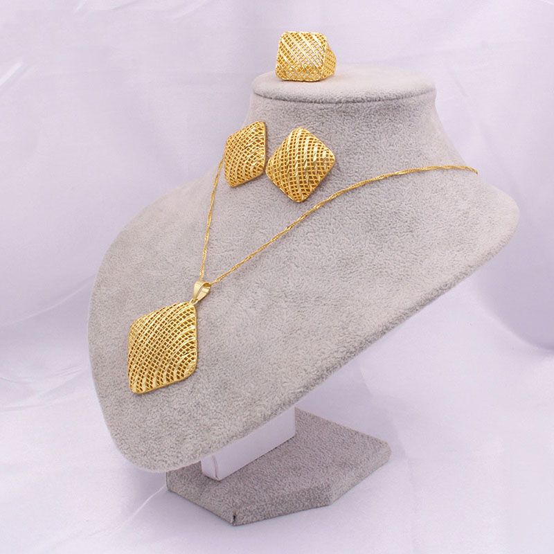 24k Gold Set Bridal Necklace Pendant Earrings Ring Manufacturer