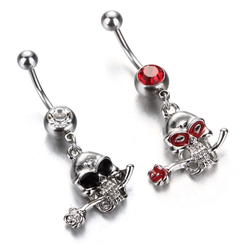 Wholesale Jewelry Roses Ghost Head Navel Ring Belly Button Piercing
