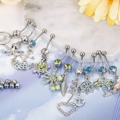 Ten-piece Stainless Steel Turtle Leaf Cross Belly Button Ring Set Supplier