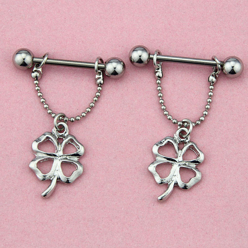 Wholesale Jewelry Four Leaf Clover Nipple Ring Punk Style