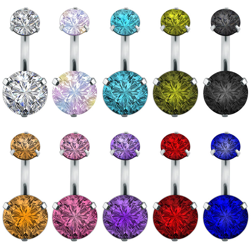 Explosive Two Zirconia Pink Belly Button Ring Navel Ring Belly Button Supplier