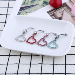Wholesale Jewelry Peach Heart Belly Button Ring Umbilical Ring Heart-shaped Belly Button Piercing Jewelry