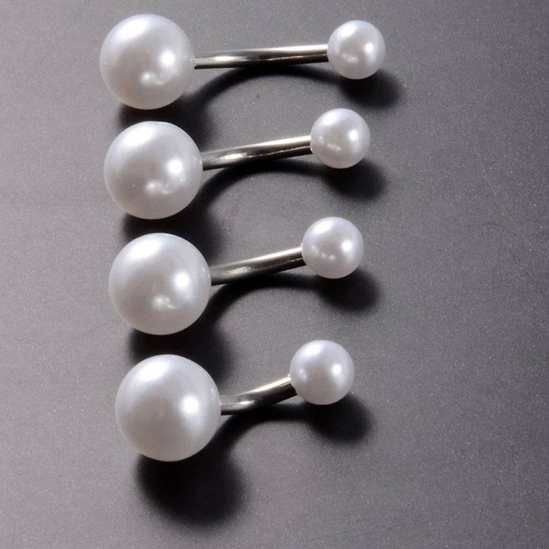 Wholesale Jewelry Pearl Belly Button Ring Set Of Short White Navel Ornaments Body Piercing