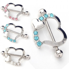 Wholesale Jewelry Double Peach Heart Nipple Ring Heart Shaped Nipple Ring Love Heart Nipple Studs Body Piercing