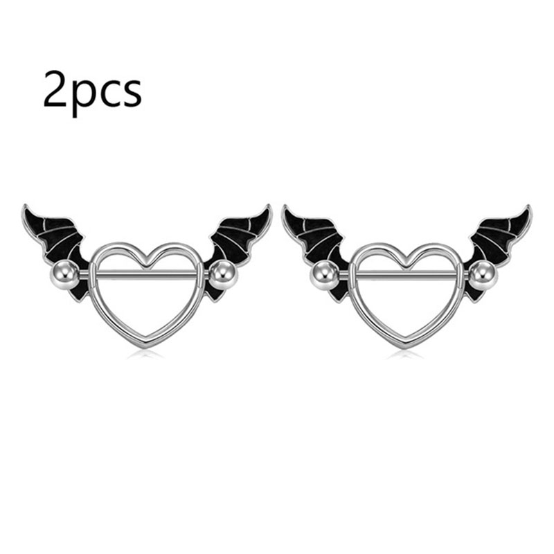 Wholesale Jewelry Stainless Steel 14g Punk Wind Nipple Ring Black Plated Rose Nipple Piercing Jewelry