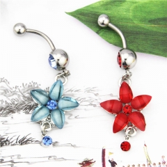 Wholesale Jewelry Cute Floral Petal Belly Button Ring With Pierced Navel