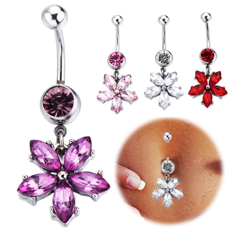 Wholesale Jewelry Five Petal Flower Belly Button Ring Belly Button Piercing