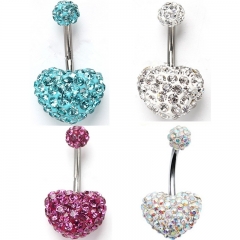 Wholesale Jewelry Full Diamond Ball Heart Shaped Mud Ball Belly Button Ring Shambhala Belly Button Piercing