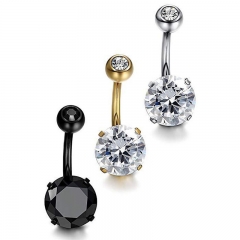 Zirconia Black Belly Button Ring Gold Belly Button Rose Gold Piercing Jewelry Supplier