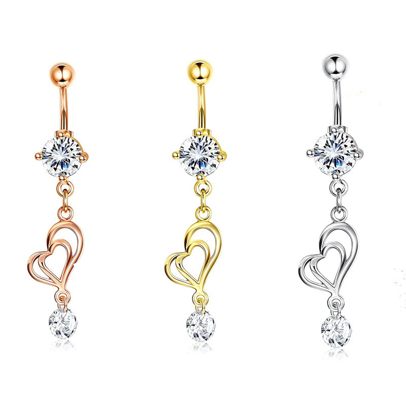 Wholesale Jewelry Explosive Heart-shaped Zirconia Pendant Belly Button Piercing Navel Ring Navel Ring Belly Button