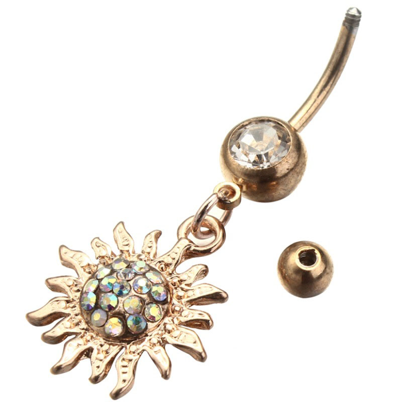 Wholesale Jewelry Gold Plated Sunflower Ab Belly Button Ring Belly Button Piercing