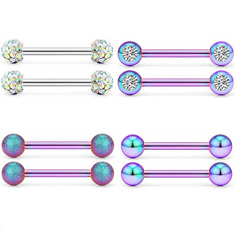 Wholesale Jewelry Vacuum Plated 1.6mm Breast Ring 16mm Tongue Stud Rose Gold Blue 14g Piercing Jewelry