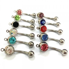 Wholesale Jewelry Piercing Jewelry Accessories Belly Button Ring Replacement Head Rhinestone Stainless Steel