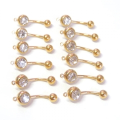 Wholesale Jewelry Piercing Jewelry Accessories Belly Button Ring Replacement Head Rhinestone Plated Gold Stainless Steel