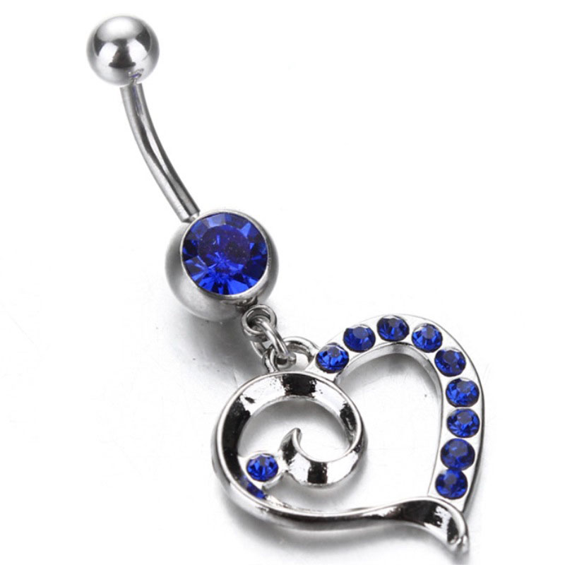 Wholesale Jewelry Navy Blue Heart Shaped Belly Button Ring Belly Button Piercing