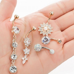 Five-piece Stainless Steel Opal Zirconia Rose Gold Belly Button Ring Set Supplier