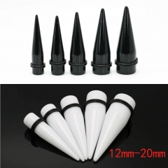 Wholesale Jewelry Large Size Acrylic Ear Expansion Black White Ear Expander Spike Cone Jewelry