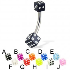 Wholesale Jewelry Bent Rod Color Brow Nails Steel Color Dice Cartilage Nails Round Ball Body Piercing