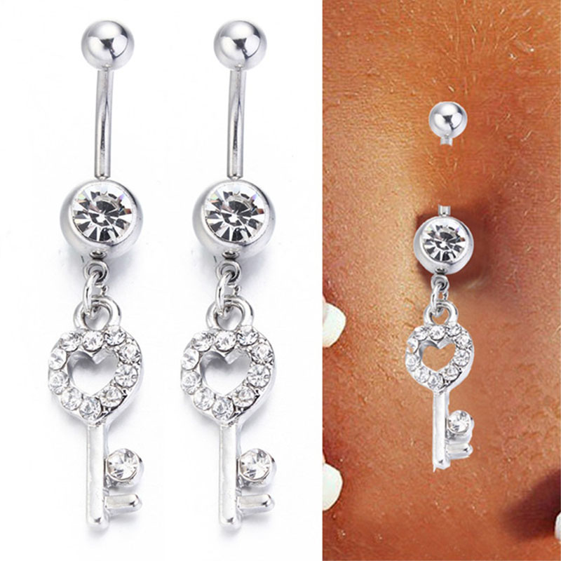 Wholesale Jewelry Punk Style Heart Shaped Key Belly Button Ring Belly Button Piercing