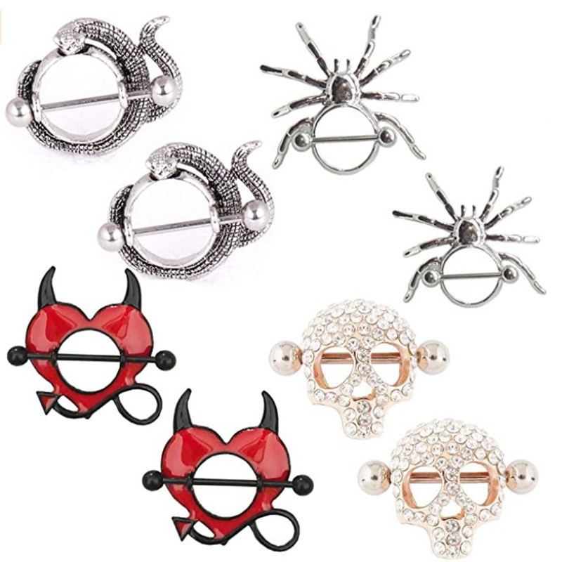 Wholesale Jewelry Breast Ring Set Stainless Steel Breast Jewelry Punk Wind Body Piercing Jewelry
