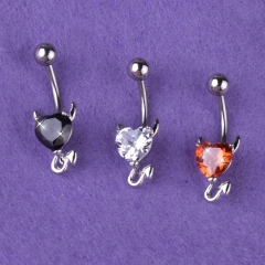 Wholesale Jewelry Zircon  Imp Heart Belly Button High Quality Peach Heart Belly Button Ring