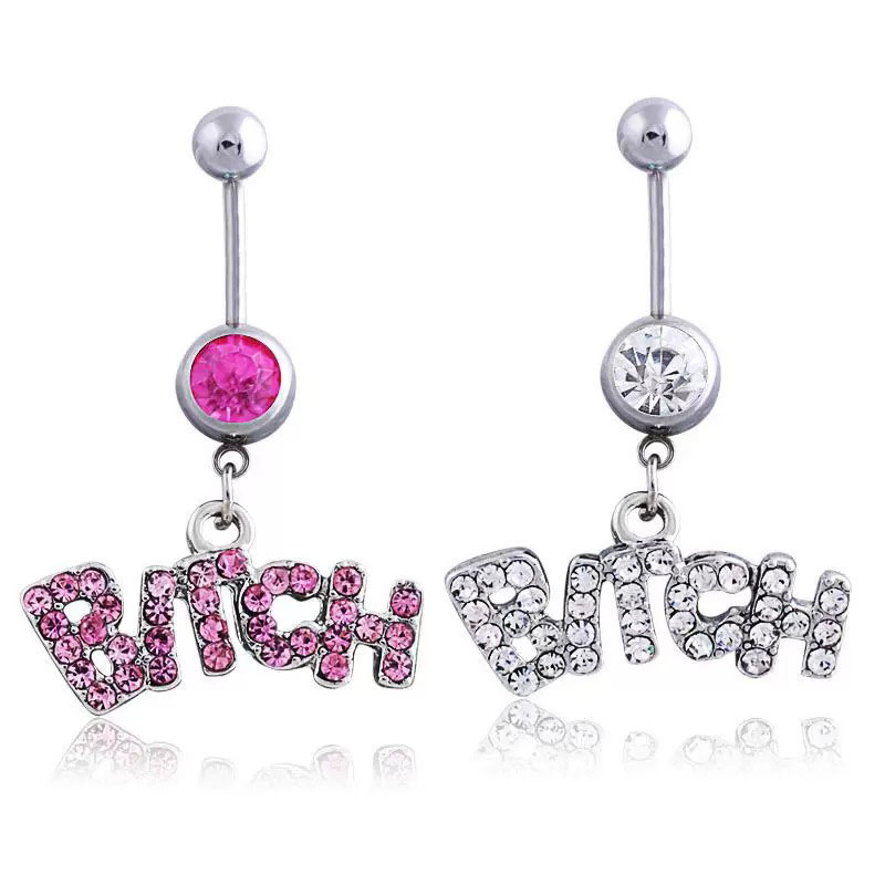 Wholesale Jewelry Punk Belly Button Ring Navel Ring Letters Bitch Belly Button Piercing