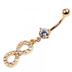 Wholesale Jewelry 8-letter Diamond Studded Belly Button Rings With Belly Button Clasp