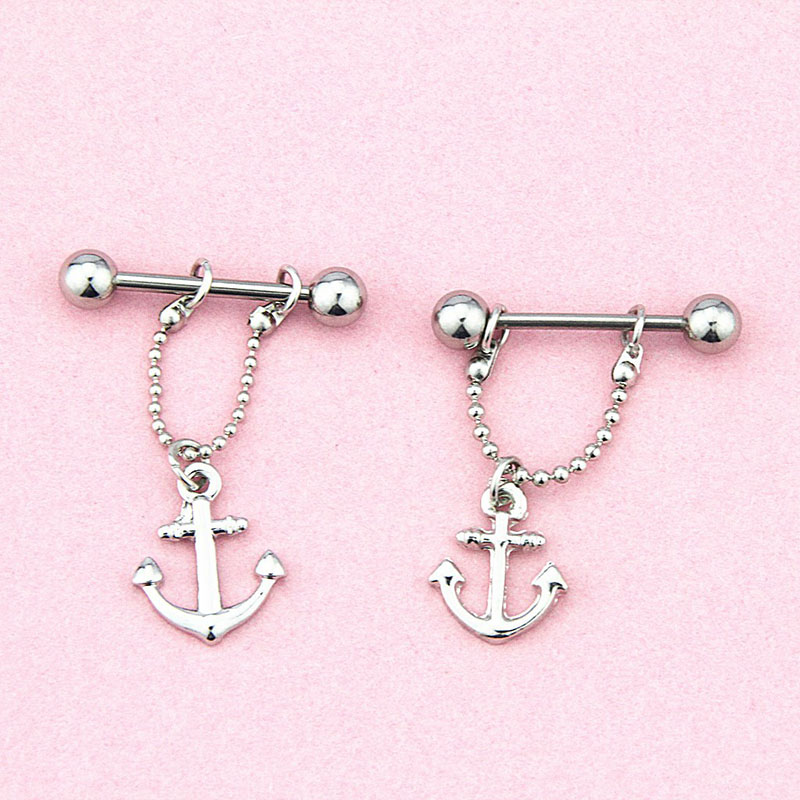 Wholesale Jewelry Stainless Steel Boat Anchor Nipple Ring Punk