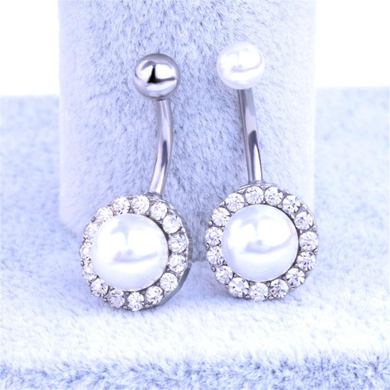 Pearl Belly Button Rings In Gold Distributor