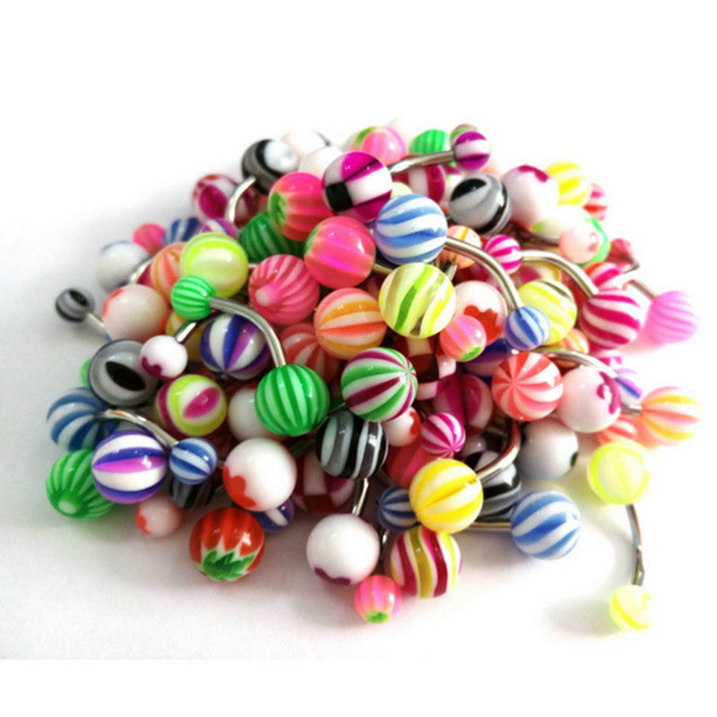 Soft Rod 10pcs Mixed Colour Acrylic Navel Studs Distributor