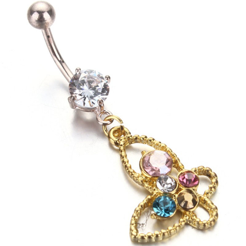 Wholesale Jewelry Butterfly With Diamond Zirconia Belly Button Ring