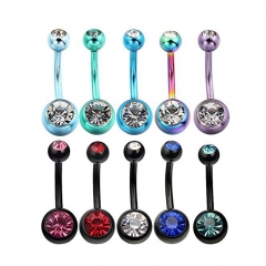 Belly Button Ring Set Coloured Plated Ten Piece Set Distributor