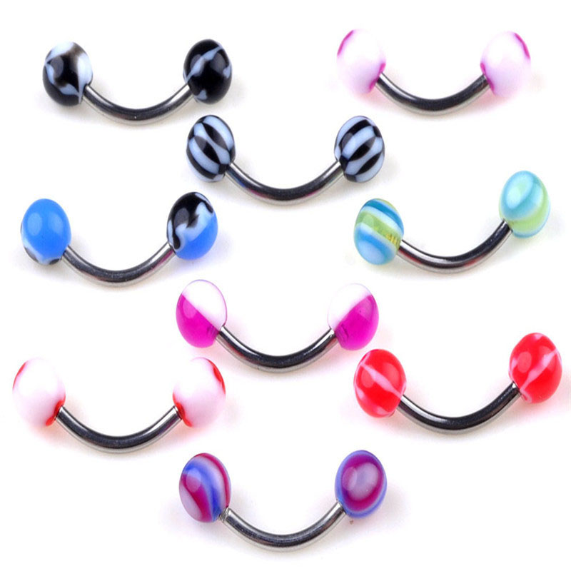 Mixed Colour Floral Acrylic Tongue Studs Eyebrow Studs Lip Studs Belly Button Studs Distributor