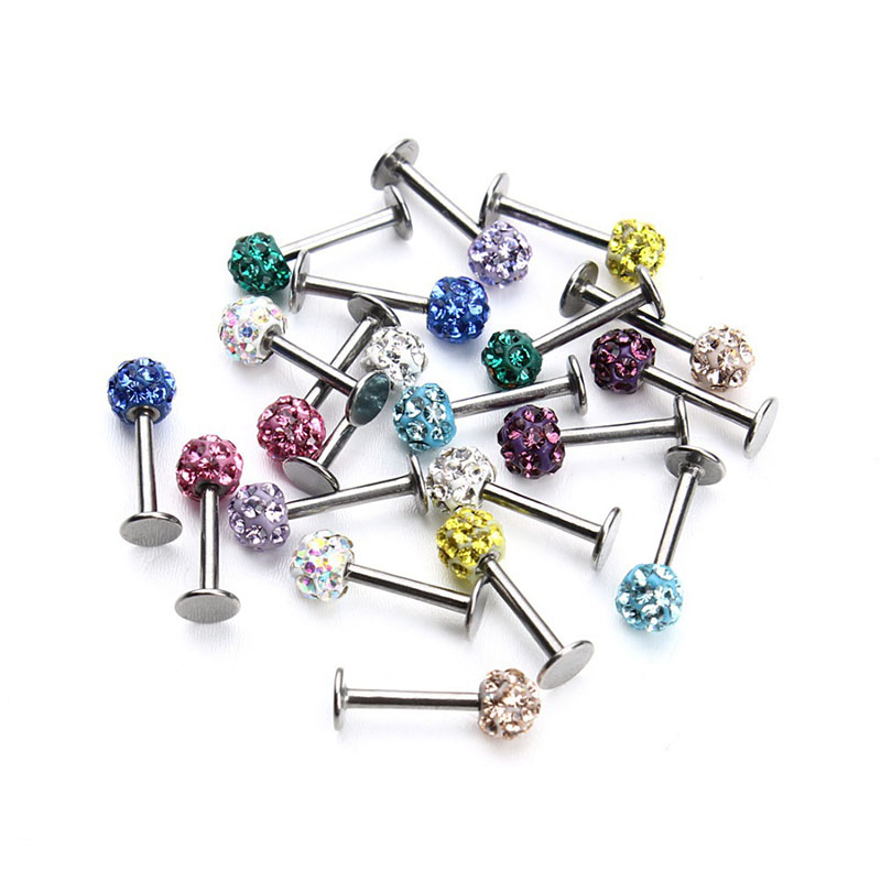 Ceramic Clay Full Diamond Ball Lip Stud Earrings 4mm Stainless Steel Distributor