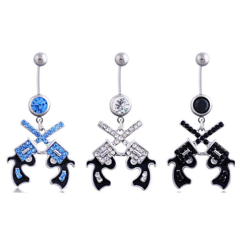 Wholesale Jewelry Double Gun Pistol Belly Button Ring